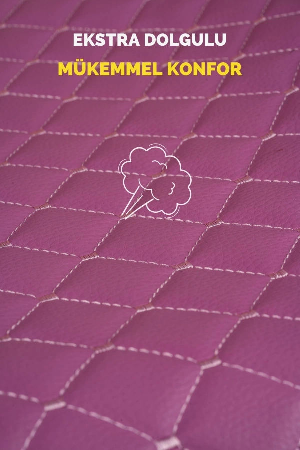 Opel Corsa Deri Silinebilir Cepli Oto Kılıf-Minder Oturak Seti (3 parça) Pembe