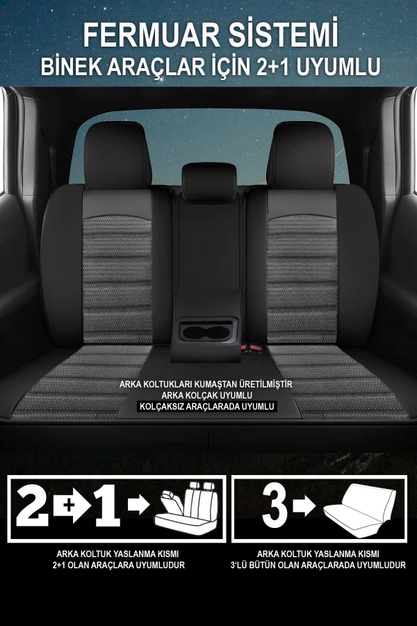 NAZ OTO Orjin Jakar Kumaş Oto Koltuk Kılıfı - Üniversal 5 Koltuk Tam Set