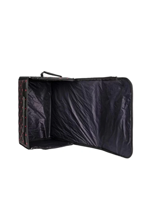 Oto Bagaj Organizeri Kapitone Deri Çanta Kırmızı Dikişli Siyah