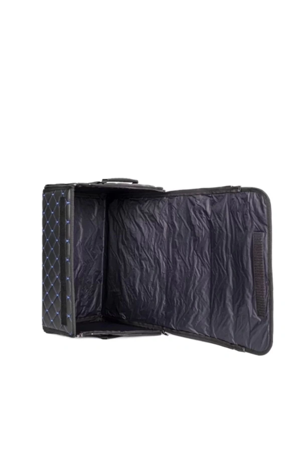 Oto Bagaj Organizeri Kapitone Deri Çanta Mavi Dikişli Siyah