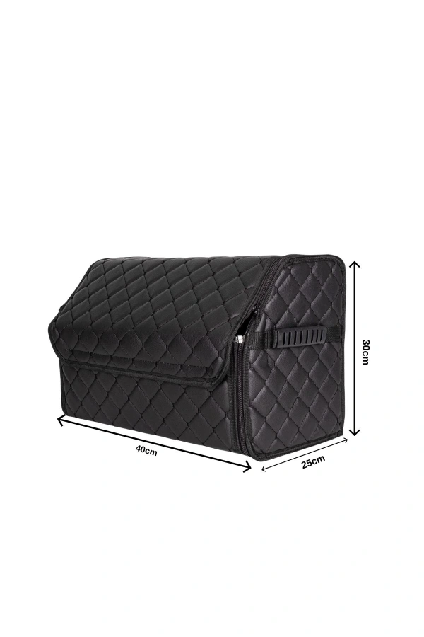 Oto Bagaj Organizeri Kapitone Deri Çanta Siyah Renk