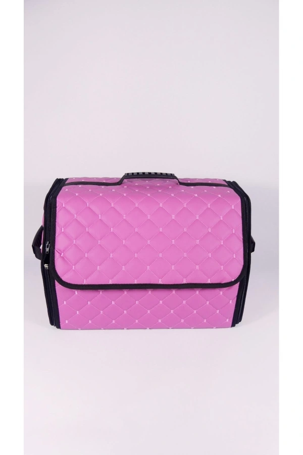 Pembe Renk Deri Kapitone Bagaj Düzenleyici Organizer