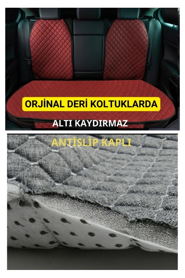 Peugeot 301 2012 ve SonrasıTerletmez Kaymaz Keten Oto Minder Kılıf Komple Set(7Parça) Kırmızı