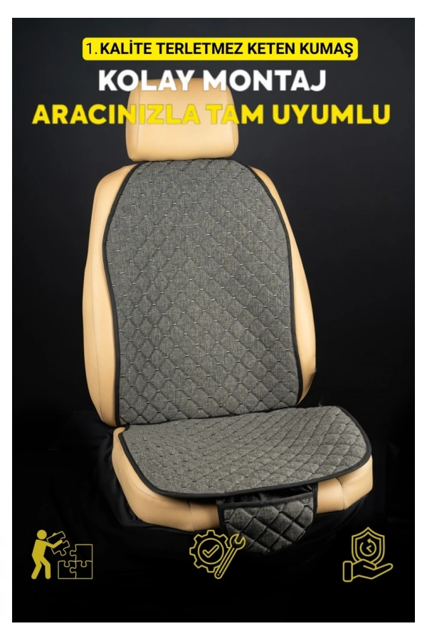 PEUGEOT 408 2023 sonrası Terletmez Kaymaz Keten Oto Minder Kılıf Komple Set(7Parça) Füme