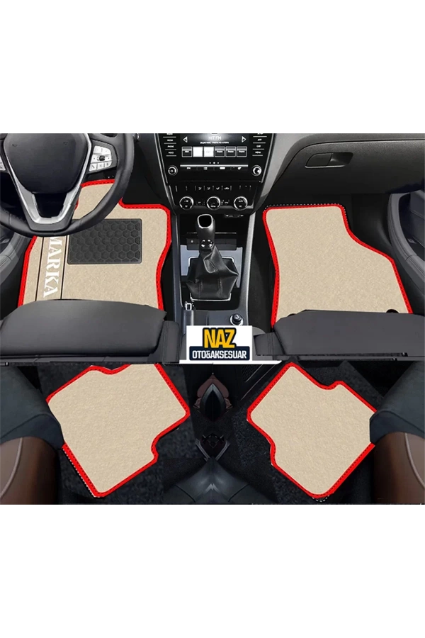 Seat LEON 2020 SONRASI OTOMATİK  Bej Halı Kırmızı Kenar  Petek Topuk