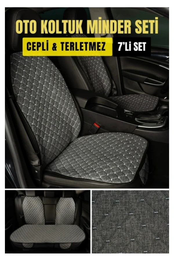 Skoda Octavia 1U 1996-2004Terletmez Kaymaz Keten Oto Minder Kılıf Komple Set(7Parça) Füme