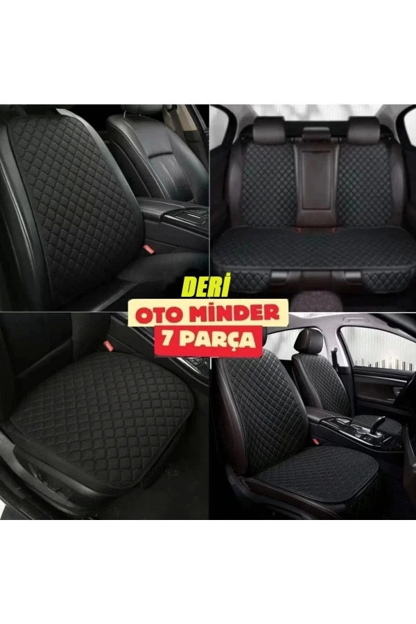 Ssangyong Rexton Koltuk Deri Minderi 7 Parça Ön ve Arka Oturak Sırt Dayama Minder Siyah-Siyah