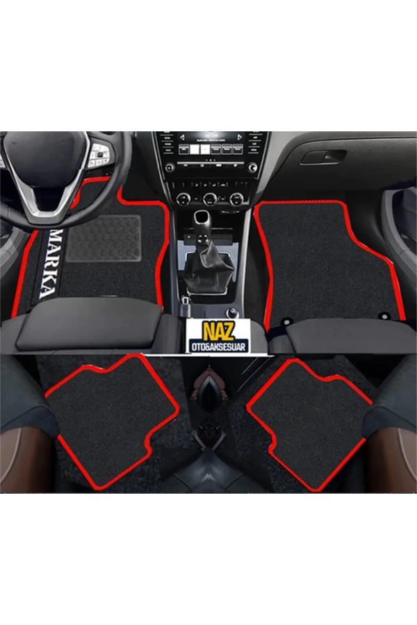 Subaru Forester Serisi 2008 - 2013   Siyah Halı Kırmızı Kenar Petek Topuk