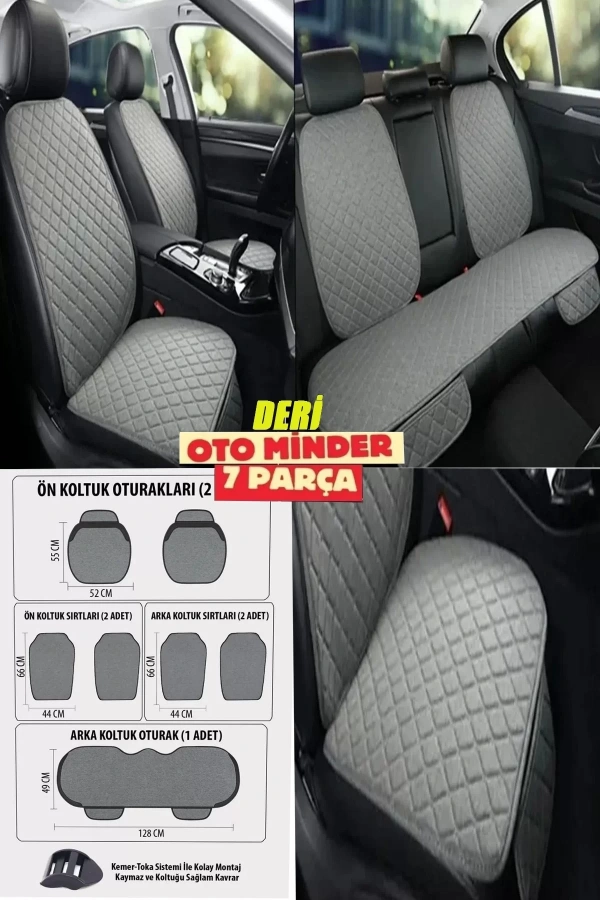 Subaru Outback Koltuk Deri Minderi 7 Parça Ön Ve Arka Oturak Sırt Dayama Minder Gri-Gri