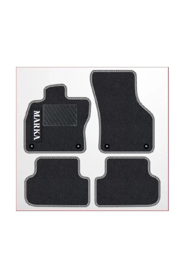 Toyota Auris 2006-2012  Siyah Halı Gri Kenar Petek Topuk