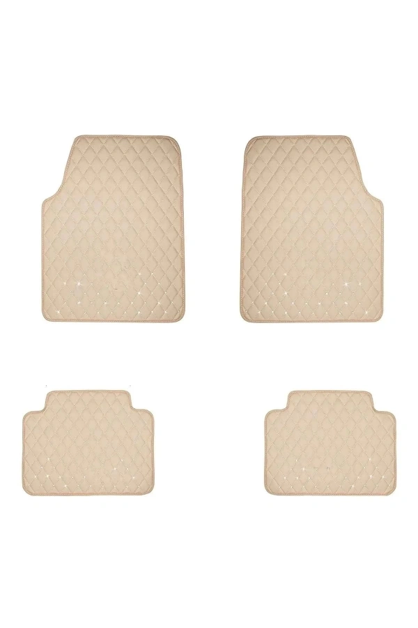 Toyota Aygo 2005 - 2014 Uyumlu Bej Dikişli Bej Deri Paspas