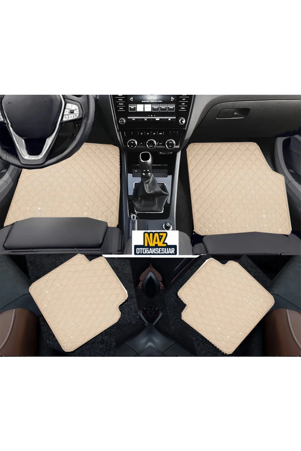 Toyota Yaris 2020 Sonrası  Uyumlu Bej Dikişli Bej Deri Paspas