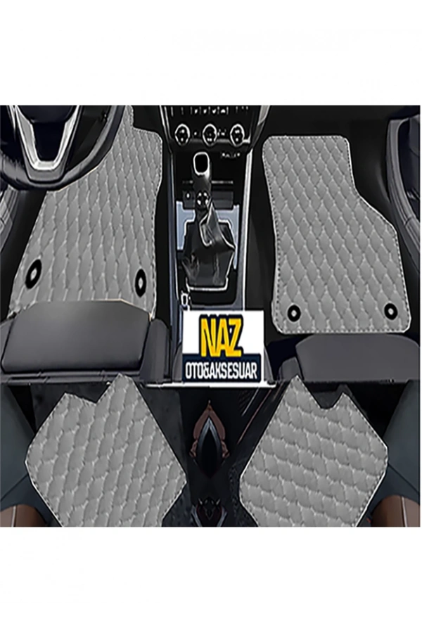 Volvo XC90 2015 Sonrası Uyumlu Gri Dikişli Gri Deri Paspas