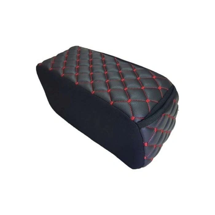 Araba Oto Kolçak Sünger Kolçak Kol Dayama Baklava Desen Siyah Deri Kırmızı Desen