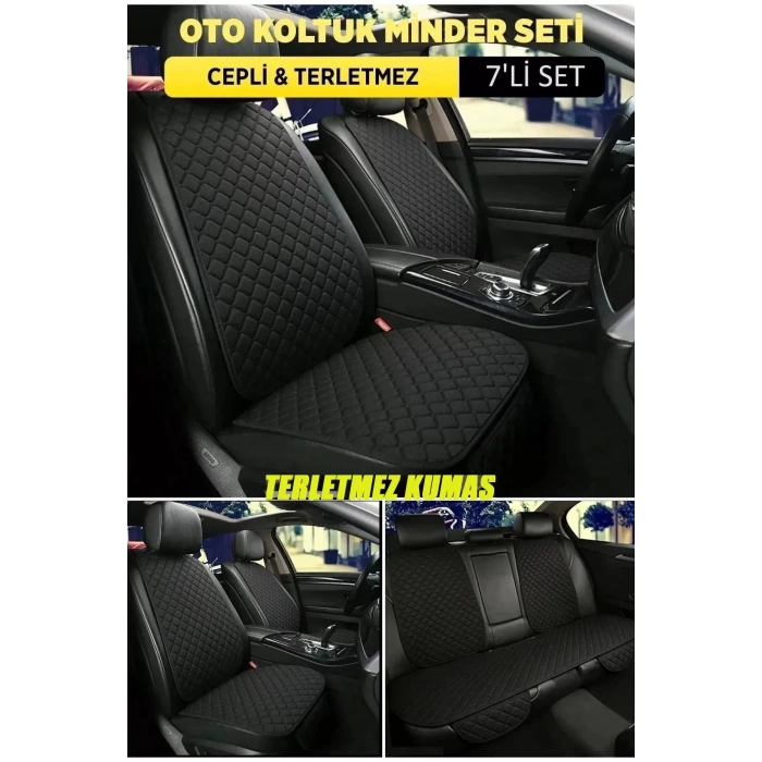 Citroen Ds5 Terletmez Kumaş Minder Seti 7 Parça Full Takım siyah-siyah