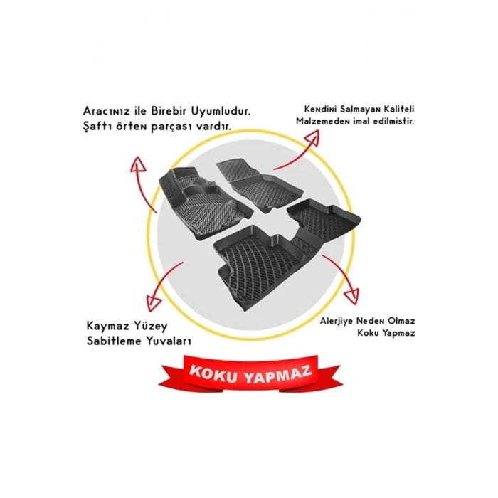 Honda Civic SEDAN 2006 -2012 3D Siyah Kokusuz Havuzulu Paspas Takımı