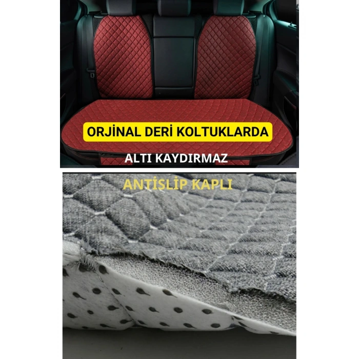 HYUNDAİ KONA 2017 - 2023Terletmez Kaymaz Keten Oto Minder Kılıf Komple Set(7Parça) Kırmızı