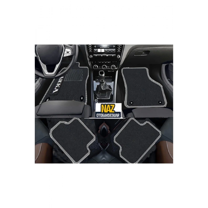 Peugeot 308CC 2007 - 2014   Siyah Halı Gri Kenar Petek Topuk