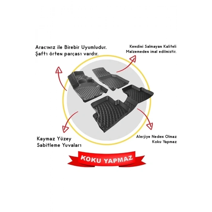 Renault Clio 2 1998-2005 3D Siyah Kokusuz Havuzulu Paspas Takımı