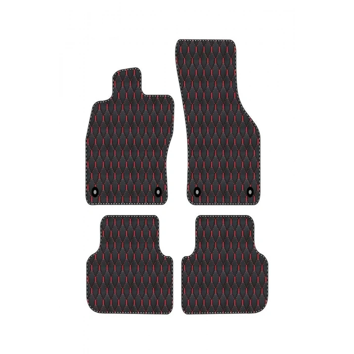 Toyota RAV 4 2006 - 2013  Uyumlu Kırmızı Dikişli Siyah Deri Paspas