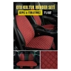 SEAT ATECA 2016 Sonrası Terletmez Kaymaz Keten Oto Minder Kılıf Komple Set ( 7 Parça ) Kırmızı