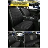 Audi Q7 Uyumlu Terletmez Kumaş Minder Seti 7 Parça Full Takım siyah-beyaz
