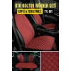 MİTSUBİSHİ colt-2004-2009-tkmTerletmez Kaymaz Keten Oto Minder Kılıf Komple Set(7Parça) Kırmızı