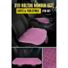 Opel Corsa Deri Silinebilir Cepli Oto Kılıf-Minder Oturak Seti (3 parça) Pembe