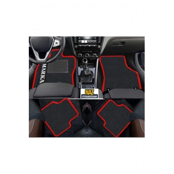 FORD ECOSPORT 2016 +   Siyah Halı Kırmızı Kenar Petek Topuk