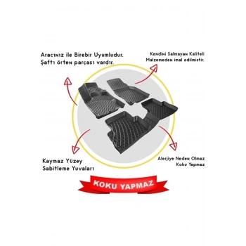 Audi A3 2003-2013 3d Siyah Kokusuz Havuzulu Paspas Takımı