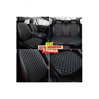 Chery Tiggo Koltuk Deri Minderi 7 Parça Ön ve Arka Oturak Sırt Dayama Minder Siyah-Beyaz