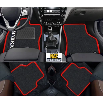 Ford ranger 2011-2022tkm  Siyah Halı Kırmızı Kenar Petek Topuk