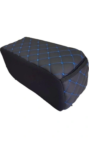 Araba Kolçağı Sünger Kolçak Kol Dayama Baklava Desen Siyah Deri Mavi Desen