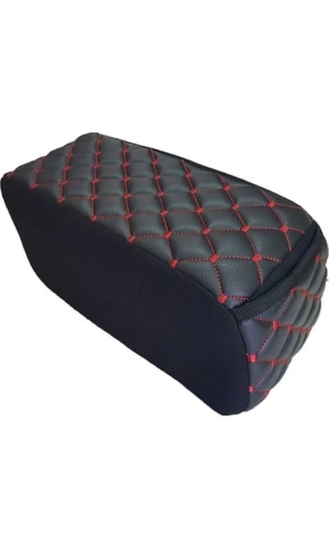 Araba Oto Kolçak Sünger Kolçak Kol Dayama Baklava Desen Siyah Deri Kırmızı Desen