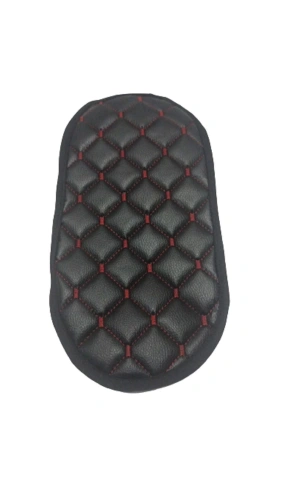 Araba Kol Dayama Örtüsü Oval Siyah Deri Kırmızı Desen