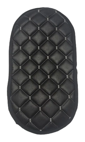 Araba Kol Dayama Örtüsü Oval Siyah Deri Gümüş Desen