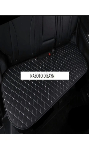 Araba Arka Koltuk Deri Minder Siyah Deri-beyaz Nakış