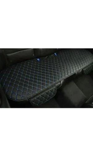 Araba Koltuk Minderi ARKA tek parça Koltuk Deri Minder Siyah Deri-Mavi Nakış