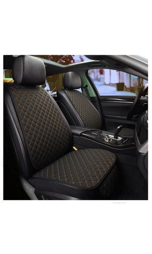 NAZOTO Araba Koltuk Minderi Kumaş Ikili Koltuk Minderi Terletmez Ergonomik Siyah Turuncu