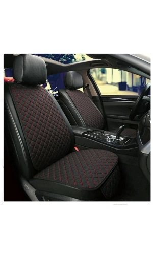 NAZOTO Araba Koltuk Minderi Kumaş Ikili Koltuk Minderi Terletmez Ergonomik Siyah Kırmızı