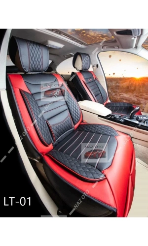 SPESIYAL Deri Kırmızı Siyah ORTAPEDİK Araç Oto Koltuk Kılıfı