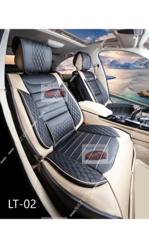 SPESIYAL Krem Siyah Deri ORTAPEDİK Araç Koltuk Kılıfı