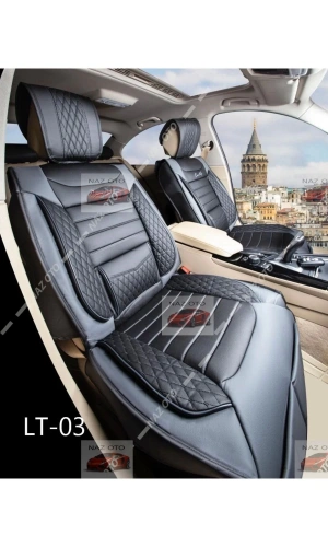 SPESIYAL Siyah Gri Deri ORTAPEDİK Araç Koltuk Kılıfı