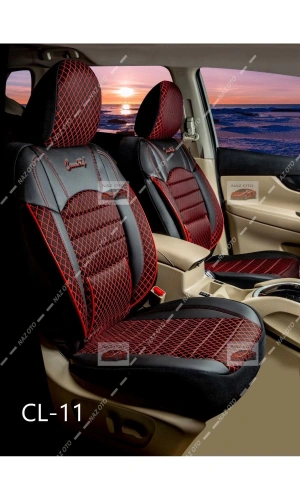 QUALİTY Petek Kumaş bordo-siyah Deri ORTAPEDİK Oto Kılıfı