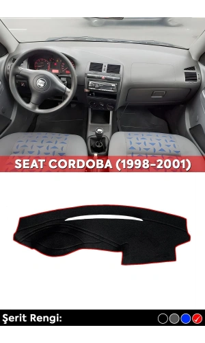 Seat Cordoba (1998-2001) 3d Torpido Koruma Kılıfı - Ön Göğüs Kaplama - Kırmızı Şerit
