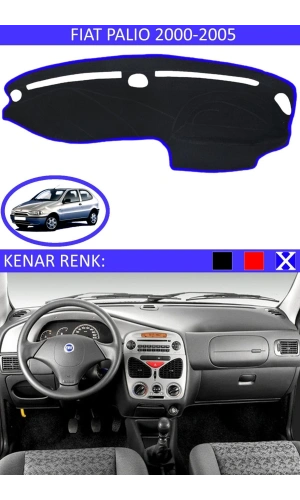 Fiat Palio 2000-2005 Için Uygun Torpido Koruma Halısı Siyah Kenar Renk Mavi