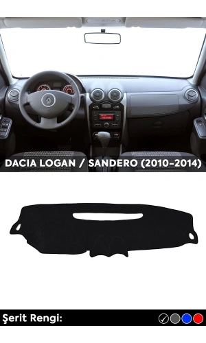 Dacıa Logan / Sandero (2010-2014) 3d Torpido Koruma Kılıfı - Ön Göğüs Kaplama - Siyah Şerit