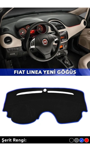 Fıat Lınea Yeni Göğüs 3d Torpido Koruyucu Kılıf - Ön Göğüs Panel Kaplama - Mavi Şerit