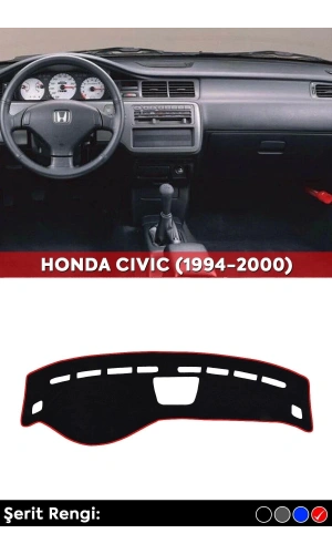 Honda Cıvıc (1994-2000) 3d Torpido Koruma Kılıfı - Ön Göğüs Panel Kaplama - Kırmızı Şerit