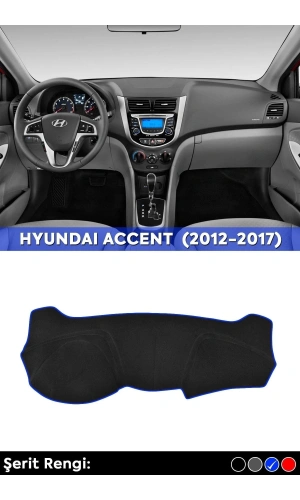 Hyundaı Accent Blu (2012-2017) 3d Torpido Koruma Kılıfı - Ön Göğüs Panel Kaplama - Mavi Şerit